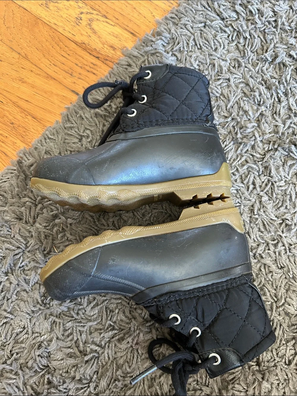 SPERRY Girls Toddler Black Winter Duck Boots with Pink Lining Size 9